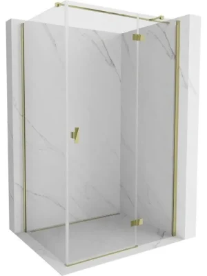 Akce MEXEN/S - Mist H T sprchový kout dveře křídlové pravá 105 x 110, transparent, zlato 8A5T-105-110-50-00-P