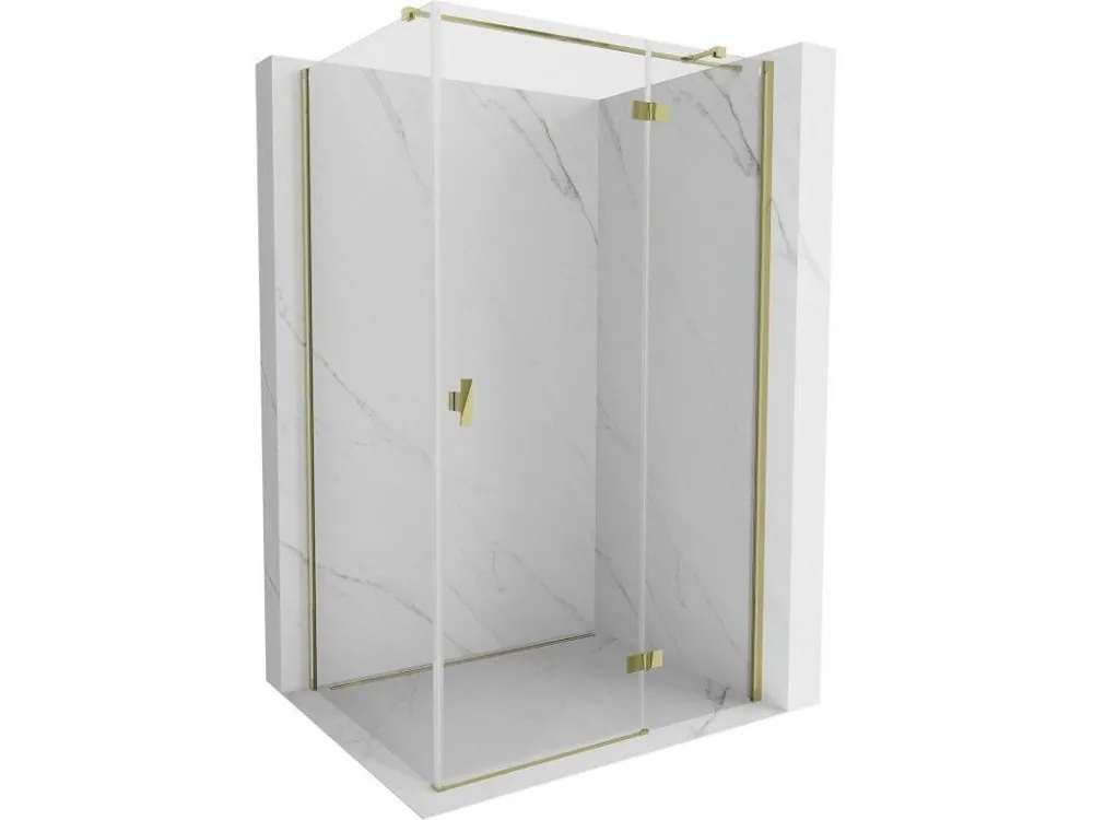 Akce MEXEN/S - Mist H T sprchový kout dveře křídlové pravá 105 x 110, transparent, zlato 8A5T-105-110-50-00-P