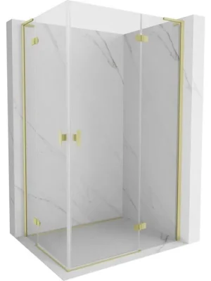 Značkový MEXEN/S - Mist-H L Duo sprchový kout dveře křídlové 70 x 85, transparent, zlato kartáčovaná 8A5L-070L-085P-55-00
