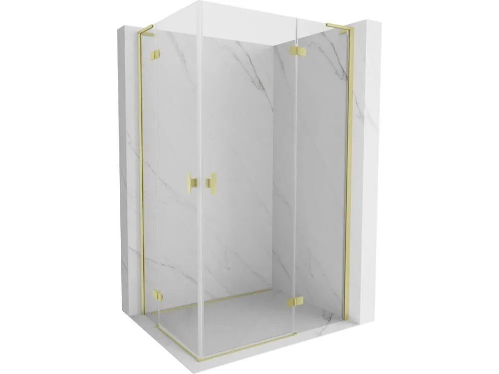 Značkový MEXEN/S - Mist-H L Duo sprchový kout dveře křídlové 70 x 85, transparent, zlato kartáčovaná 8A5L-070L-085P-55-00