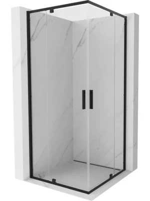 Zlevněný MEXEN/S - Exo čtvercový křídlový sprchový kout 100 x 100, transparent, černá 8110-100-100-70-00