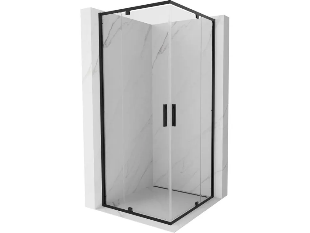 Zlevněný MEXEN/S - Exo čtvercový křídlový sprchový kout 100 x 100, transparent, černá 8110-100-100-70-00