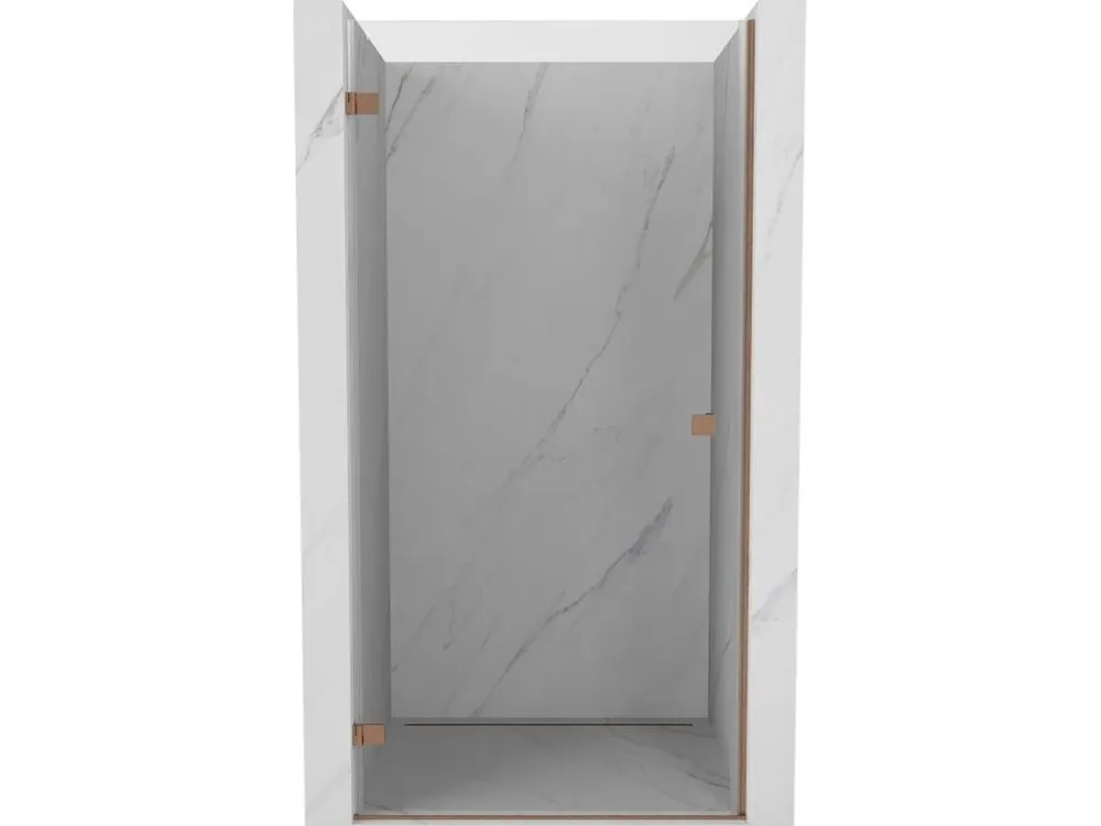 Značkový MEXEN/S - Lunar-B sprchové dveře křídlové levé 85, transparent, měď kartáčovaná 832-085-000-65-00-L