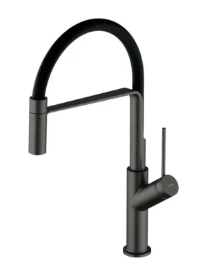 OMNIRES - VITA kuchyňská baterie s výsuvnou hubicí, kartáčovaný grafit/černá matná, VI6350BLGR Tovární Cena