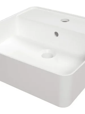 DEANTE - Čtvercové bílé keramické umyvadlo, na desku, s policí na baterii CGS_6U4B Tovární Cena