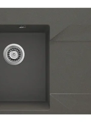 DEANTE - Evora antracitový metalický granitový dřez, 1-bowl s odkapávací plochou - vpravo ZQJ_T11P Nejlepší Volba