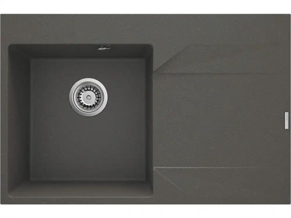 DEANTE - Evora antracitový metalický granitový dřez, 1-bowl s odkapávací plochou - vpravo ZQJ_T11P Nejlepší Volba