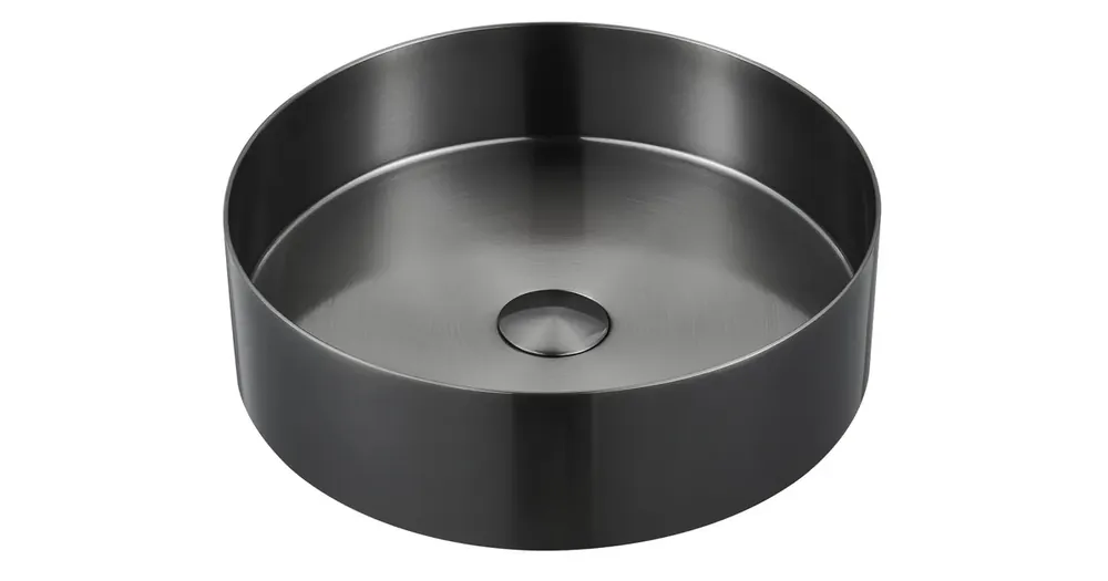 Zlevněný SAPHO AURUM nerezové umyvadlo na desku, průměr 38cm, včetně výpusti, gun metal