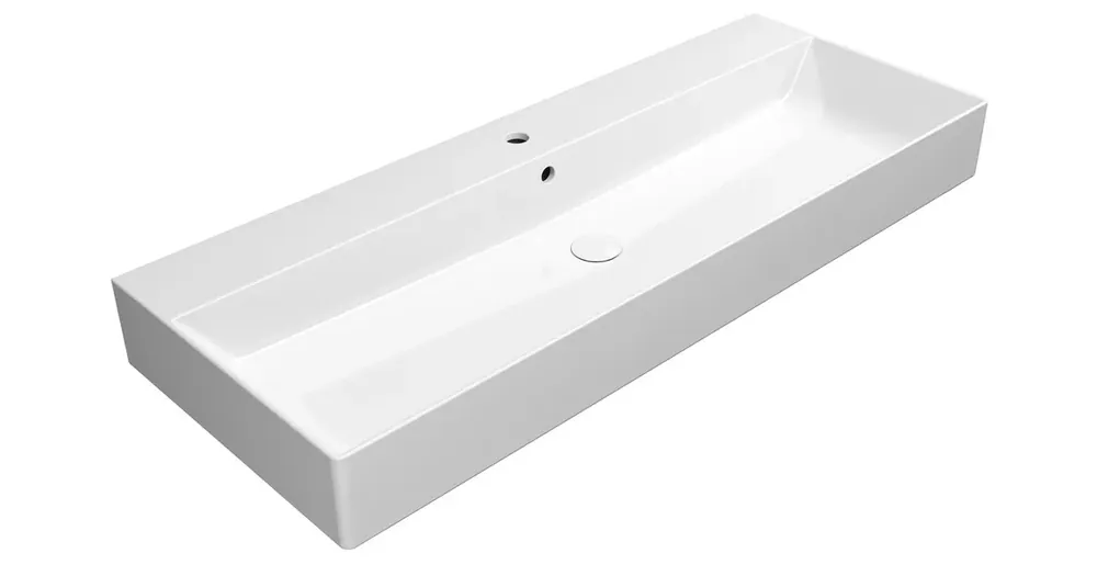 Zlevněný GSI KUBE X keramické umyvadlo 120x47cm, bílá ExtraGlaze