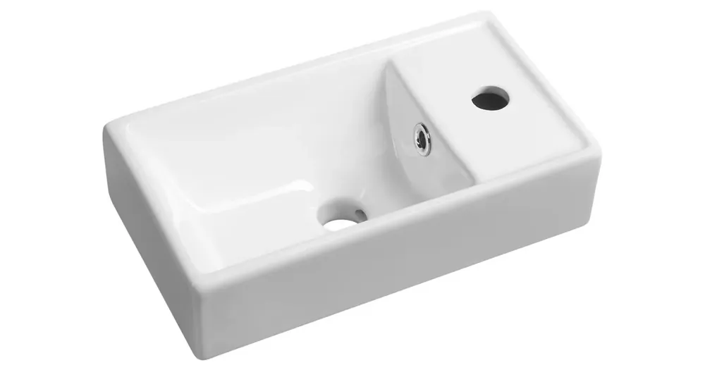 Zlevněný SAPHO MINOS keramické umývátko 40x22cm, baterie vpravo, bílá