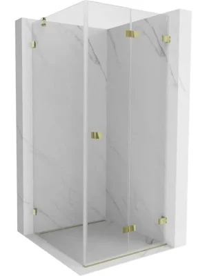 Akce MEXEN/S - Lunar-F sprchový kout skládací dveře pravá 70 x 70, transparent, zlato 836-070-070-50-00-P