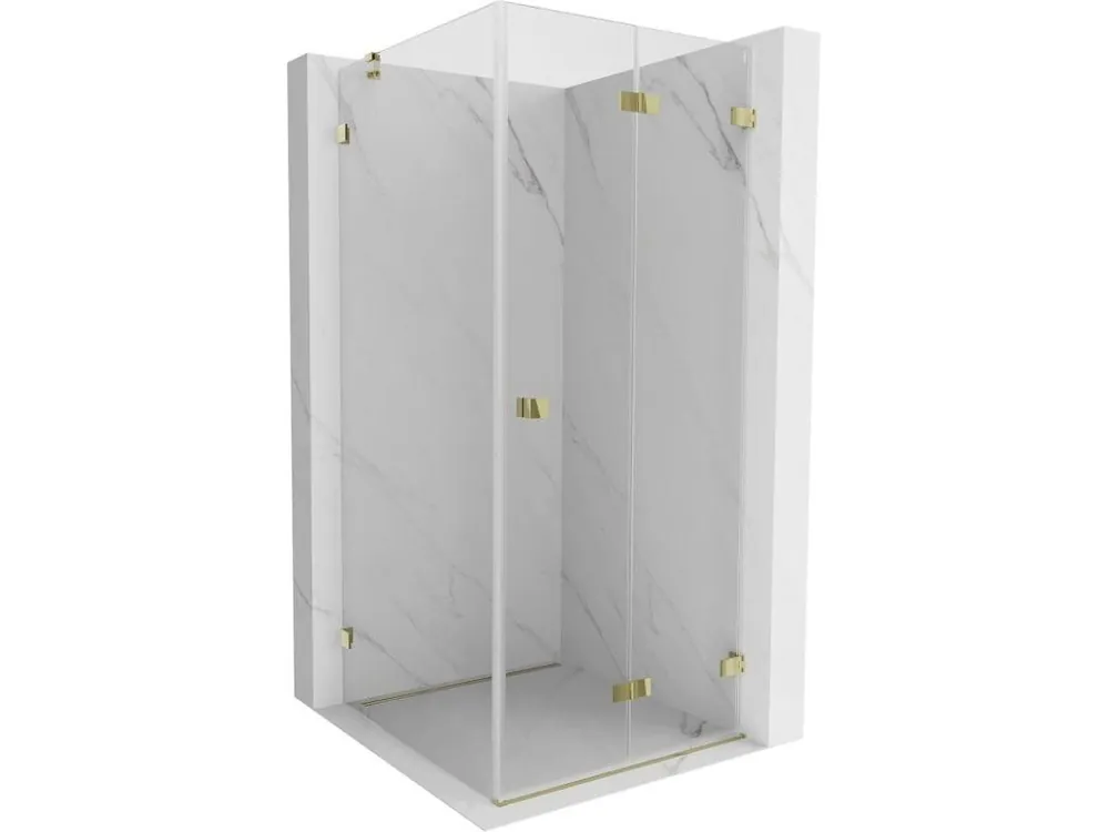 Akce MEXEN/S - Lunar-F sprchový kout skládací dveře pravá 70 x 70, transparent, zlato 836-070-070-50-00-P