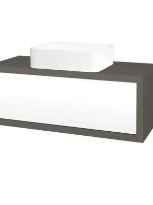 Akční Cena Koupelnová skříňka STORM SZZ 100 (umyvadlo Joy) - N06 Lava / L01 Bílá vysoký lesk