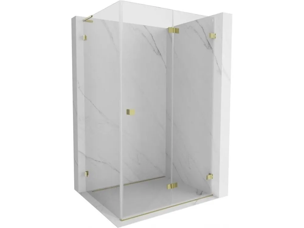 Zlevněný MEXEN/S - Lunar-F L sprchový kout skládací dveře pravá 90 x 70, transparent, zlato 836L-090-070-50-00-P