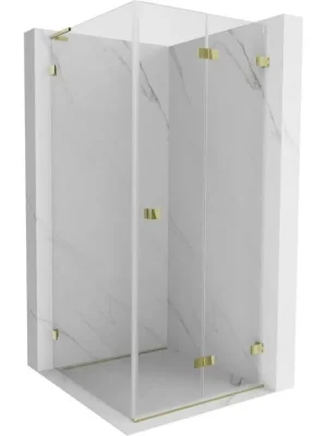 Akční Cena MEXEN/S - Lunar-F L sprchový kout skládací dveře pravá 100 x 100, transparent, zlato 836L-100-100-50-00-P