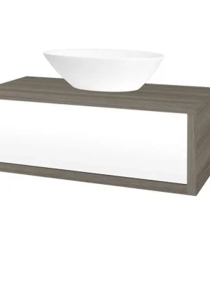 Zlevněný Koupelnová skříňka STORM SZZ 100 (umyvadlo Triumph) - D03 Cafe / L01 Bílá vysoký lesk