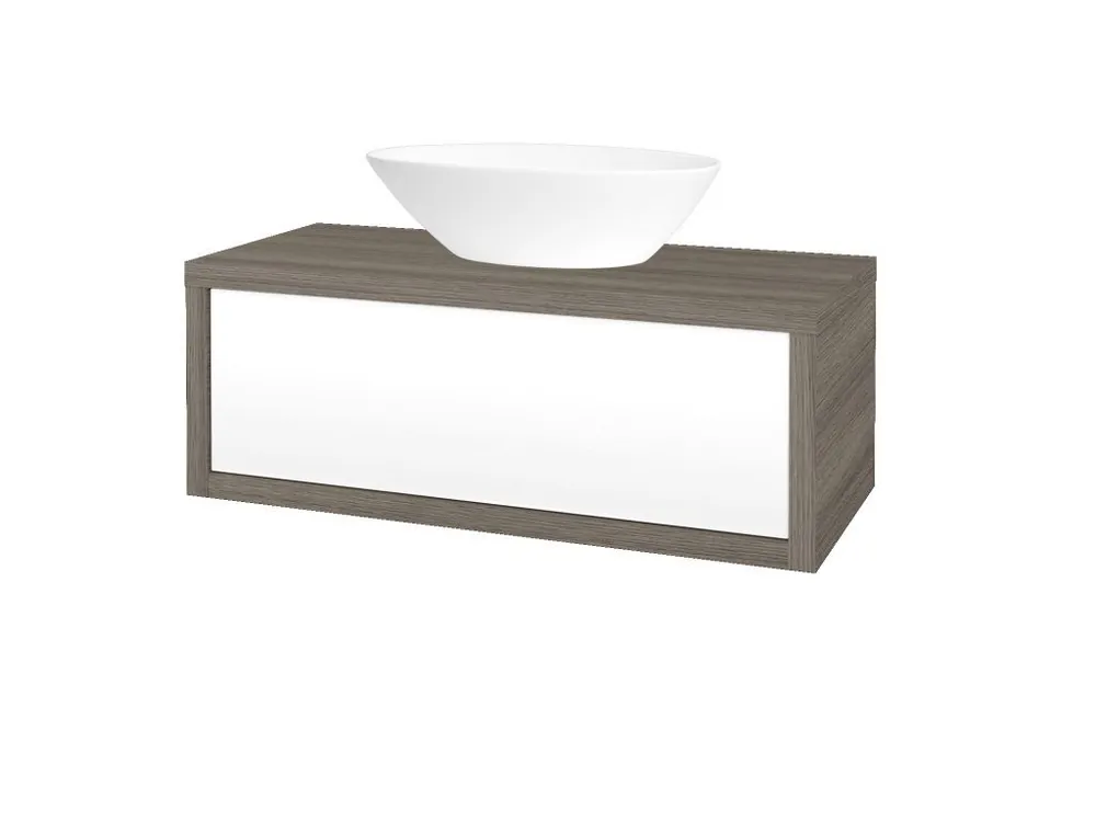 Zlevněný Koupelnová skříňka STORM SZZ 100 (umyvadlo Triumph) - D03 Cafe / L01 Bílá vysoký lesk