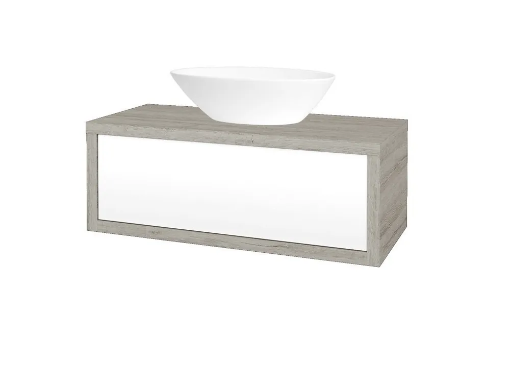 Akční Cena Koupelnová skříňka STORM SZZ 100 (umyvadlo Triumph) - D05 Oregon / L01 Bílá vysoký lesk