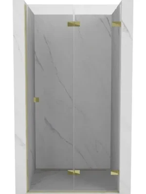 Zlevněný MEXEN/S - Lunar-F skládací sprchové dveře pravé 75, transparent, zlatá 836-075-000-50-00-P