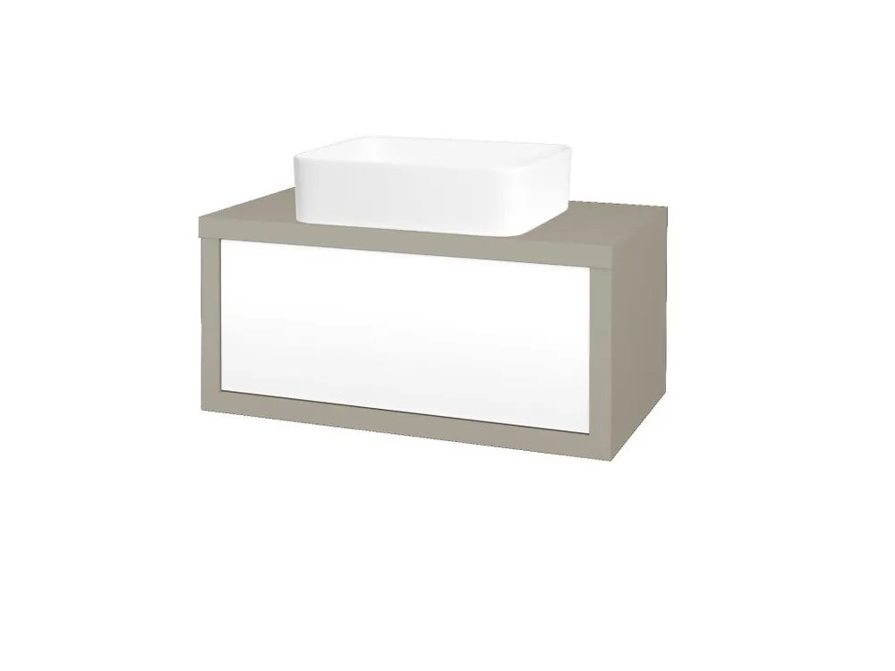 Akční Cena Koupelnová skříňka STORM SZZ 80 (umyvadlo Joy) - L04 Béžová vysoký lesk / L01 Bílá vysoký lesk