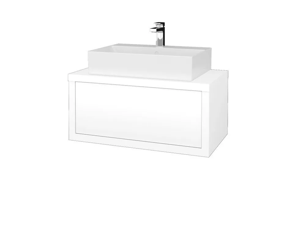 Zlevněný Koupelnová skříňka STORM SZZ 80 (umyvadlo Kube) - M01 Bílá mat / L01 Bílá vysoký lesk