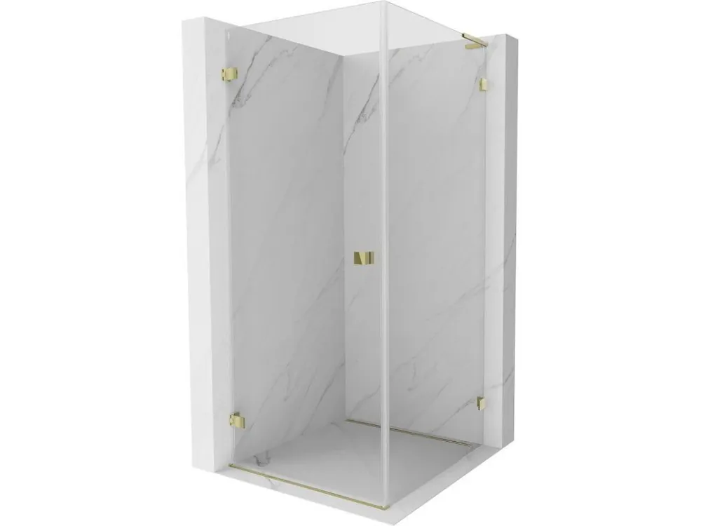 Značkový MEXEN/S - Lunar-B L sprchový kout dveře křídlové levá 80 x 80, transparent, zlato 832L-080-080-50-00-L