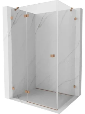 Značkový MEXEN/S - Lunar sprchový kout dveře křídlové levá 95 x 80, transparent, měď kartáčovaná 834-095-080-65-00-L