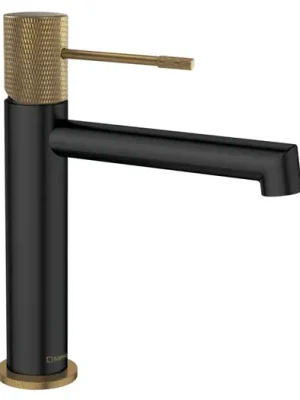 Zlevněný SAPHO SOLARIS stojánková umyvadlová baterie, černá/zlato mat