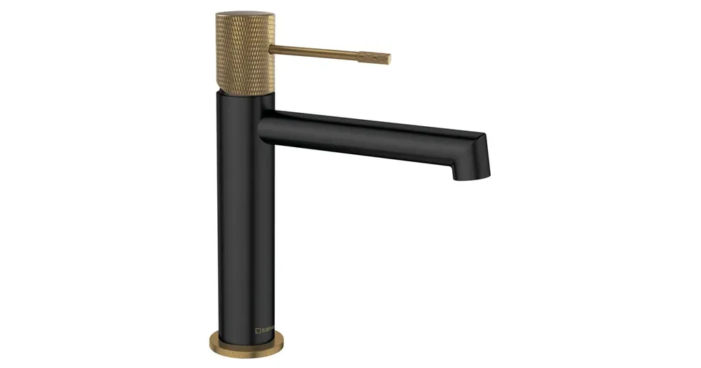 Zlevněný SAPHO SOLARIS stojánková umyvadlová baterie, černá/zlato mat