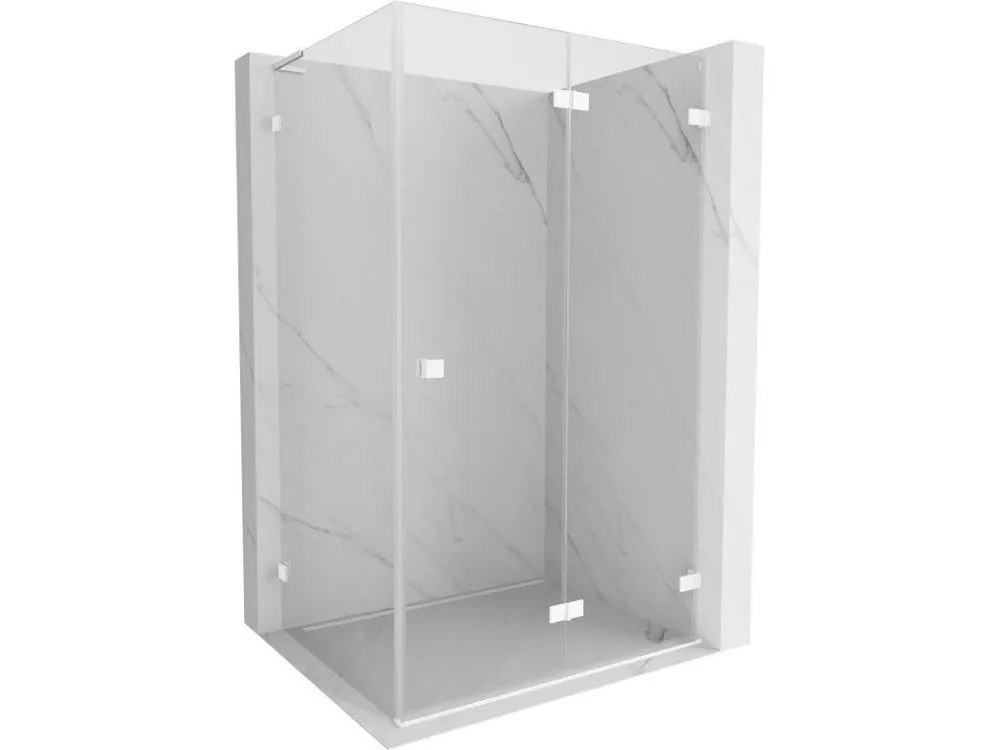 Značkový MEXEN/S - Lunar-F L sprchový kout skládací dveře pravá 95 x 80, transparent, bílá 836L-095-080-20-00-P