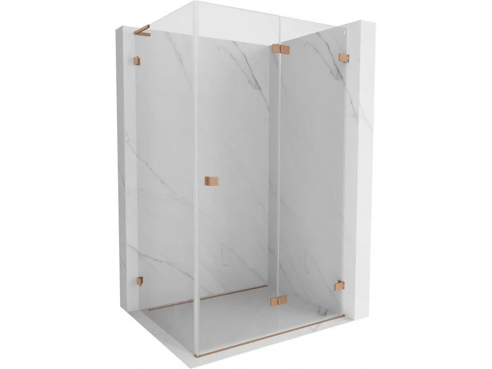 Značkový MEXEN/S - Lunar-F L sprchový kout skládací dveře pravá 95 x 80, transparent, měď kartáčovaná 836L-095-080-65-00-P