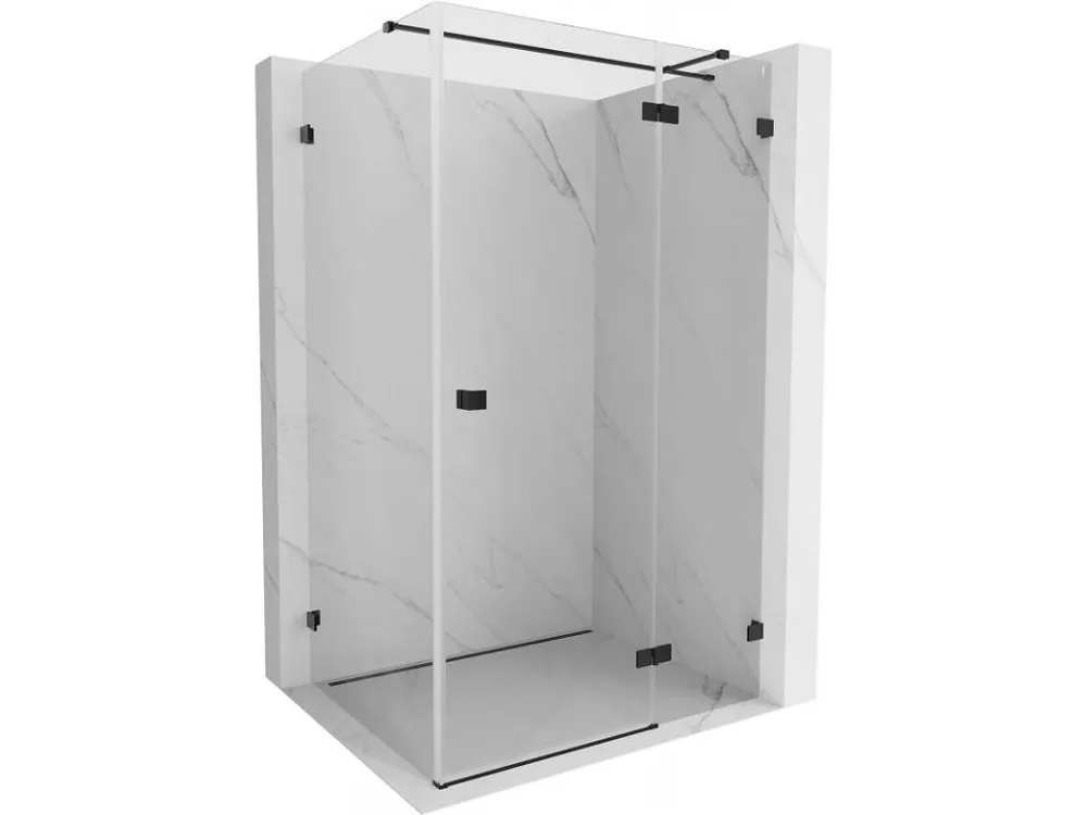 Akce MEXEN/S - Lunar T sprchový kout dveře křídlové pravá 125 x 120, transparent, černá 834T-125-120-70-00-P