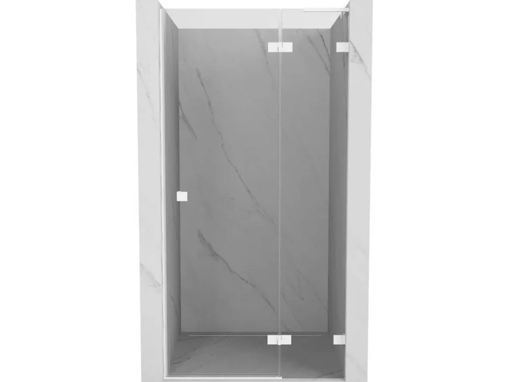 Značkový MEXEN/S - Lunar L sprchové dveře křídlové pravé 90, transparent, bílá 834L-090-000-20-00-P