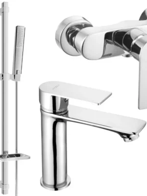 Rychlé Dodání MEXEN/S - Royo DQ72 Set umyvadlové a sprchové baterie s příslušenstvím, chrom 72204DQ72-00