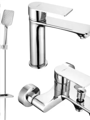 MEXEN/S - Royo DQ62 Set umyvadlové a vanové baterie s příslušenstvím, chrom 72203DQ62-00 Cenová Bomba