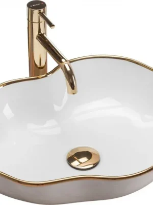 REA - Umyvadlo na desku Pearl Gold Edge REA-U0696 Sleva