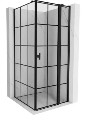 Zlevněný MEXEN/S - Mist T sprchový kout dveře křídlové pravá 80 x 80, černá dekor, černá 8A4T-080-080-70-77-P