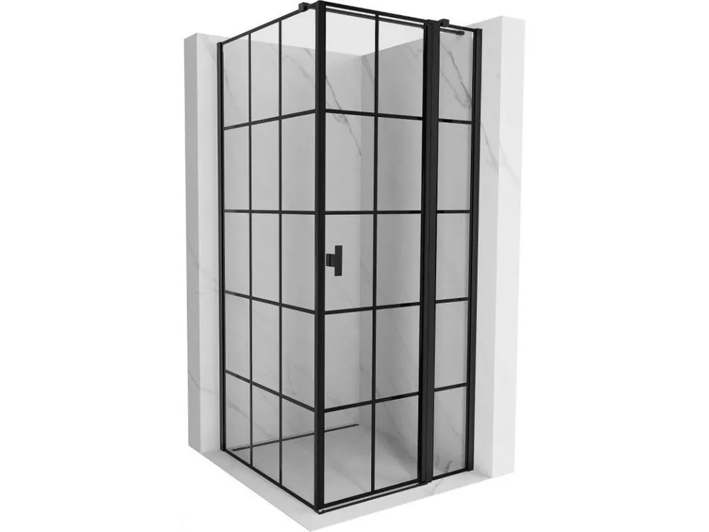 Zlevněný MEXEN/S - Mist T sprchový kout dveře křídlové pravá 80 x 80, černá dekor, černá 8A4T-080-080-70-77-P