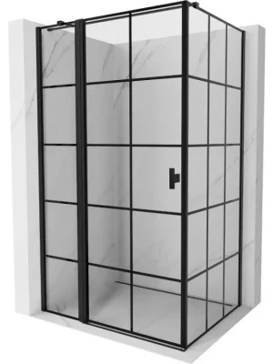 Akce MEXEN/S - Mist T sprchový kout dveře křídlové levá 80 x 95, černá dekor, černá 8A4T-080-095-70-77-L