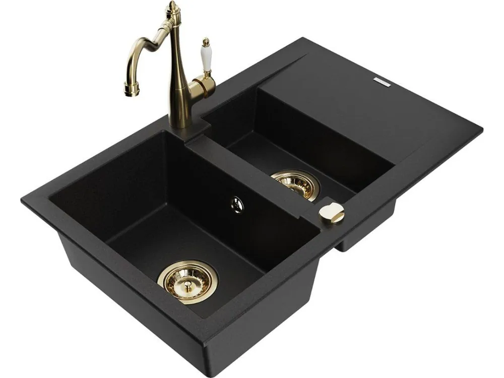 MEXEN/S - Gaspar granitový dřez 1.5 s odkapávačem včetně baterie Carla, černá 6507-77-670700-50 Oblíbený