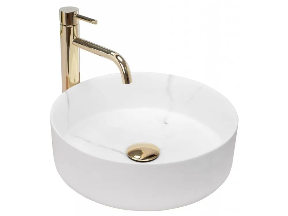 REA - Umyvadlo na desku Sami Marble 36x36 bílá REA-U8703 Poslední Šance