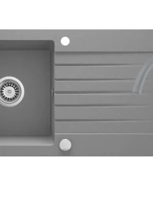 Značkový DEANTE - Zorba šedá metalic - Granitový dřez včetně baterie, 1 - bowl s odkapávačem ZQZBS113