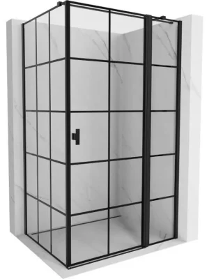 Značkový MEXEN/S - Mist T sprchový kout dveře křídlové pravá 95 x 120, černá dekor, černá 8A4T-095-120-70-77-P