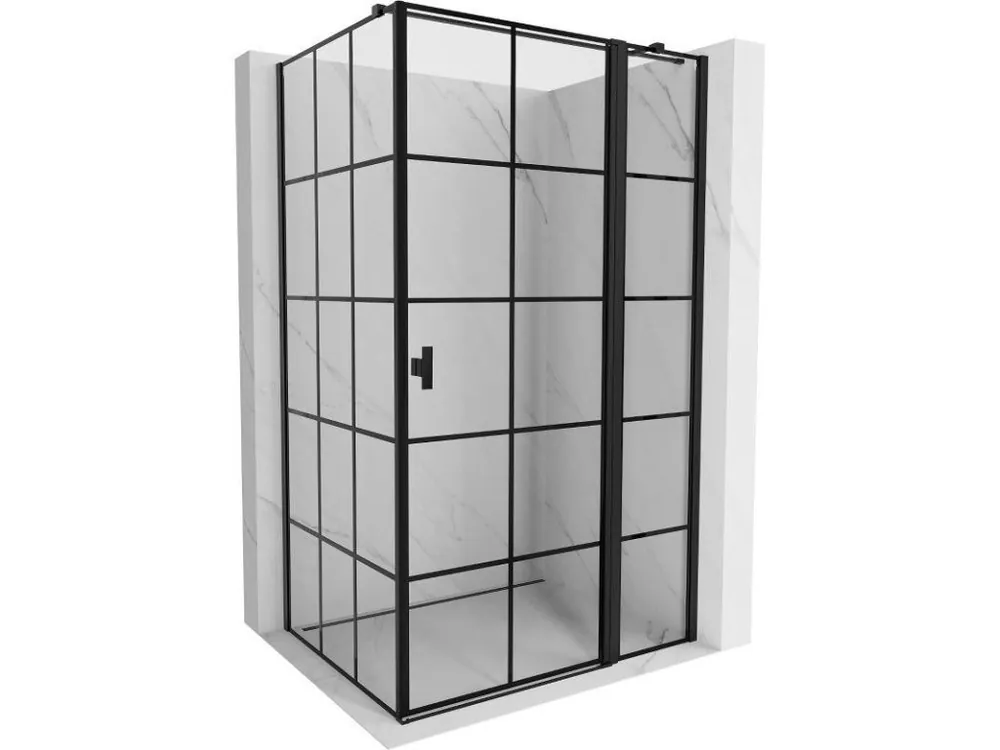 Značkový MEXEN/S - Mist T sprchový kout dveře křídlové pravá 95 x 120, černá dekor, černá 8A4T-095-120-70-77-P