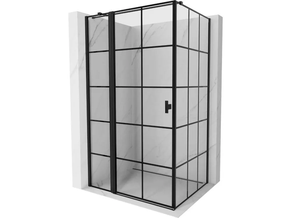 Akce MEXEN/S - Mist T sprchový kout dveře křídlové levá 115 x 120, černá dekor, černá 8A4T-115-120-70-77-L
