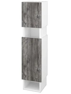 Značkový Vysoká skříň INVENCE SVD2O 35 - L01 Bílá vysoký lesk / D10 Borovice Jackson / Levé