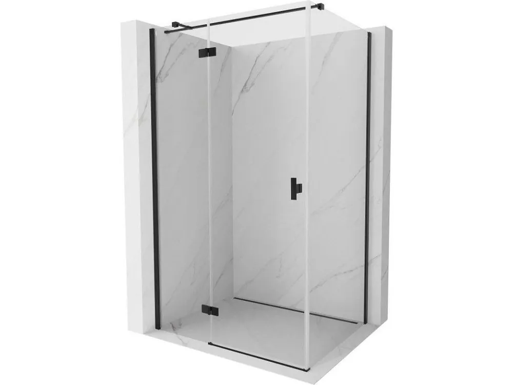 Značkový MEXEN/S - Mist H T sprchový kout dveře křídlové levá 115 x 110, transparent, černá 8A5T-115-110-70-00-L