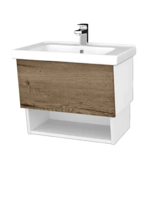 Značkový Koupelnová skříňka INVENCE SZZO 65 (umyvadlo Harmonia) - L01 Bílá vysoký lesk / D21 Tobacco