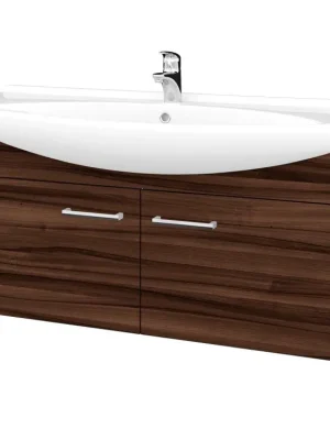 Značkový Koupelnová skříňka TAKE IT SZD2 120 - N01 Bílá lesk / Úchytka T03 / D06 Ořech