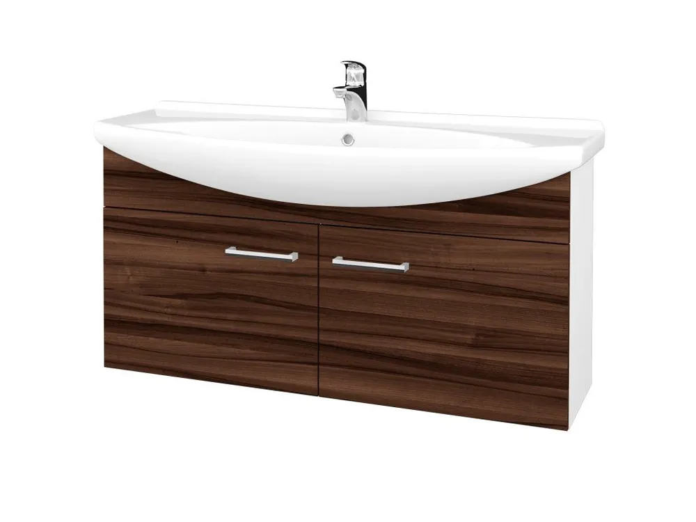 Značkový Koupelnová skříňka TAKE IT SZD2 120 - N01 Bílá lesk / Úchytka T03 / D06 Ořech